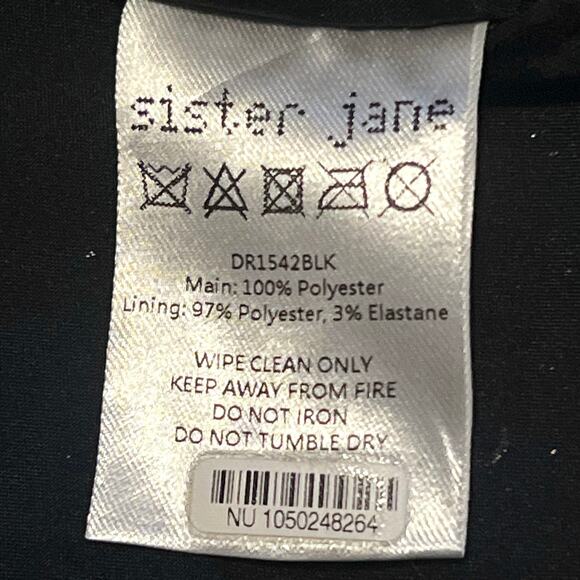 Sister Jane Olympic Long Sleeve Polka Dot Sequin Mini Dress Black Silver Medium - Picture 9 of 11